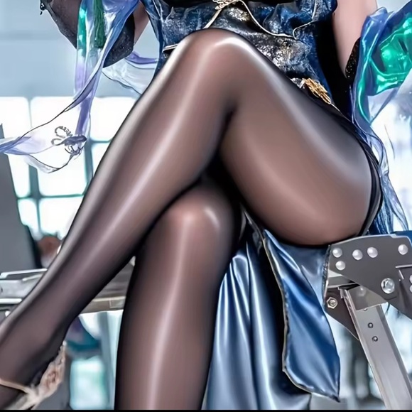 None Accessories - New Super Slick Wet Look Shiny Black Sheer Nylons Sexy Leggings